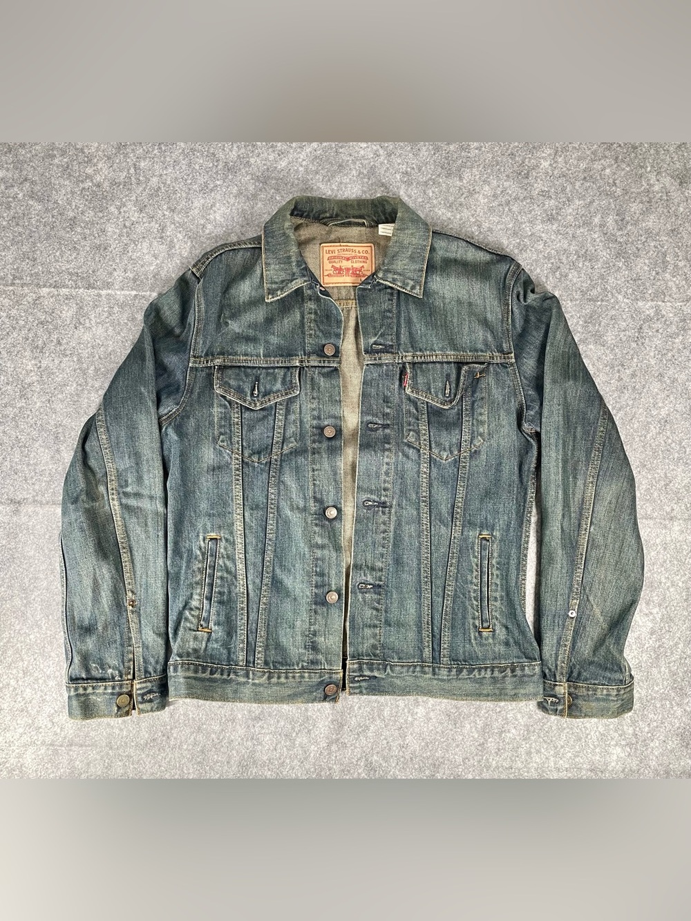 Levis Denim Jacket Mens L Blue Trucker Button Front Casual Western 705890019